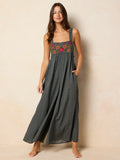 Gabi Embroidered Jumpsuit - Alma Stamp Charcoal