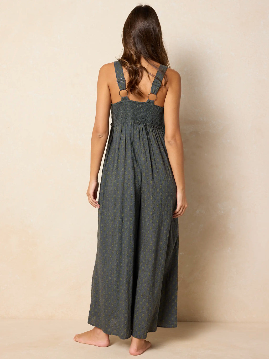 Gabi Embroidered Jumpsuit - Alma Stamp Charcoal