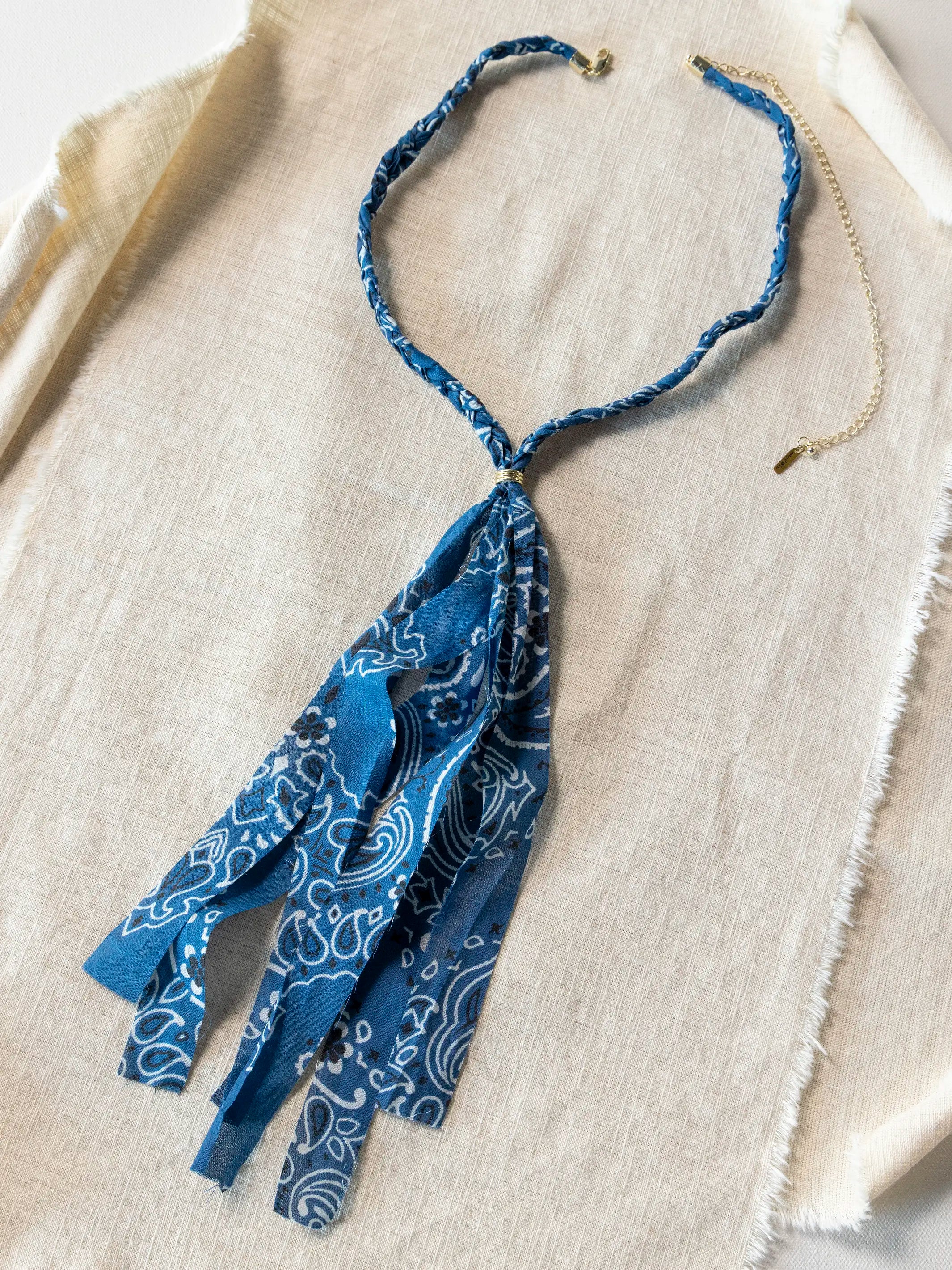 Braided Bandana Necklace - Indigo