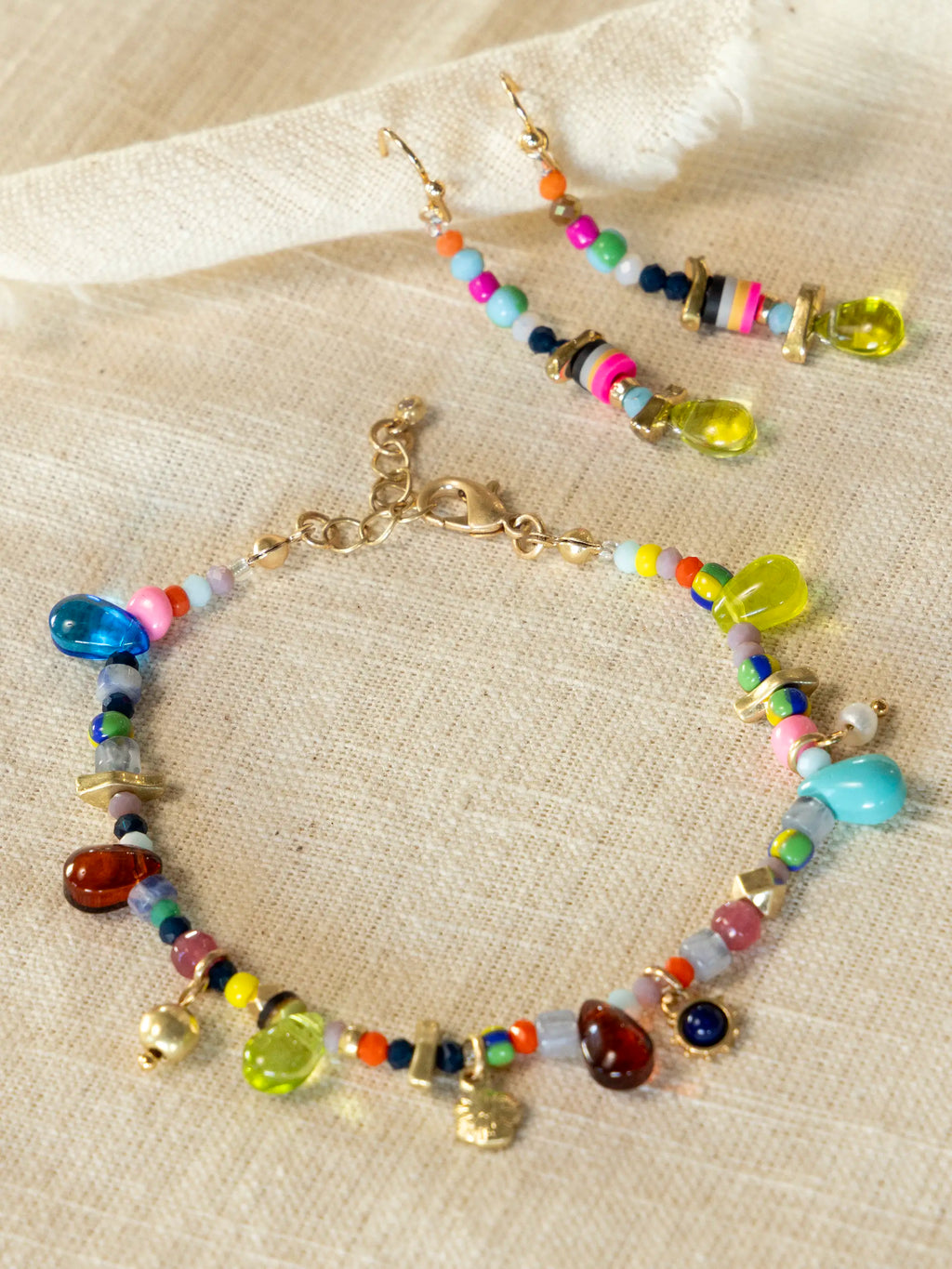 Sunshine Stone Beaded Drop Earrings
