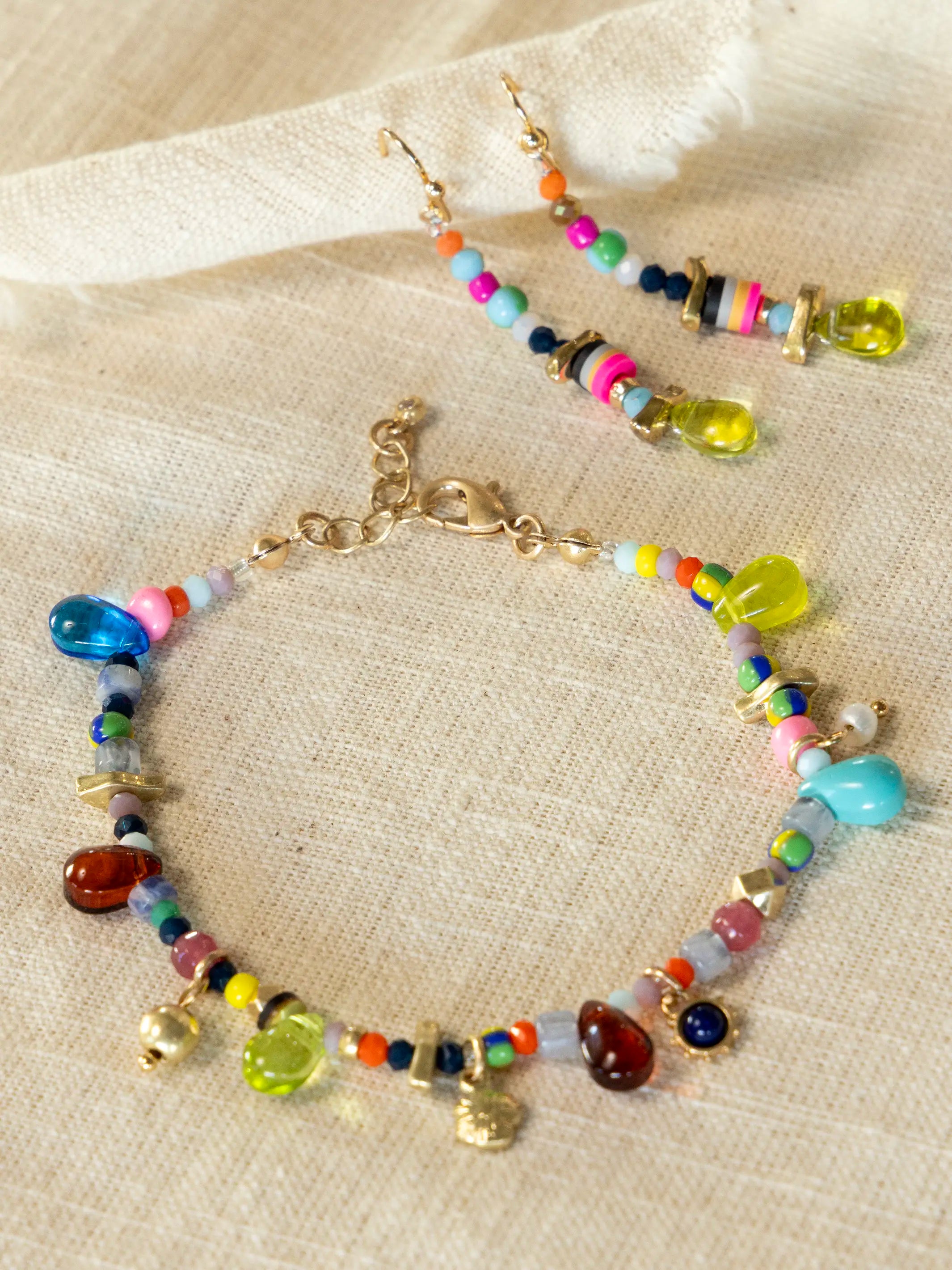 Sunshine Stone Beaded Drop Earrings