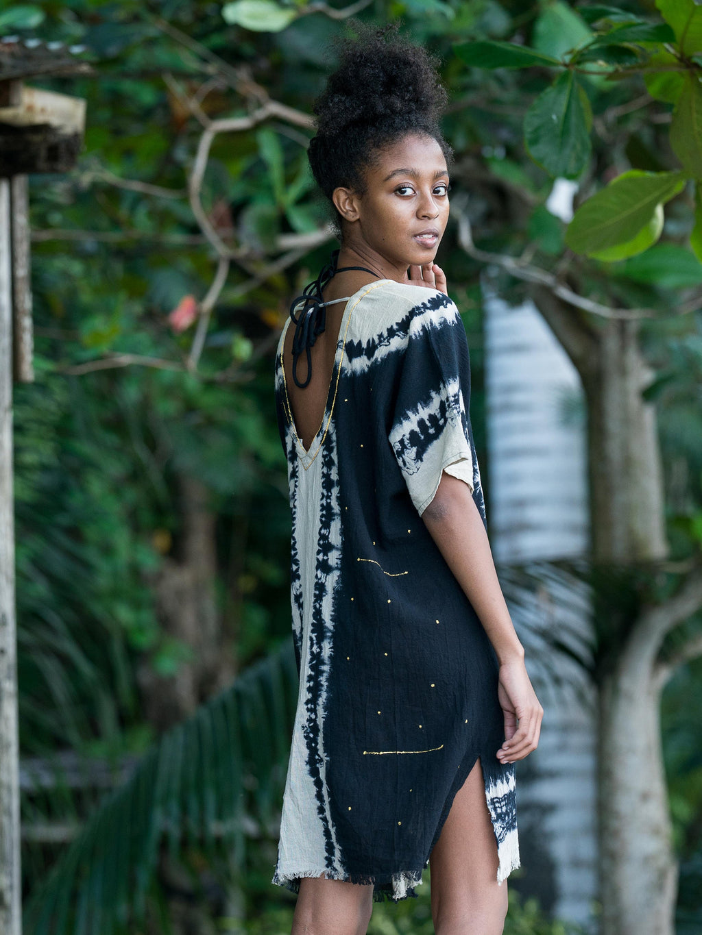 Sayulita Cotton Kaftan - Black