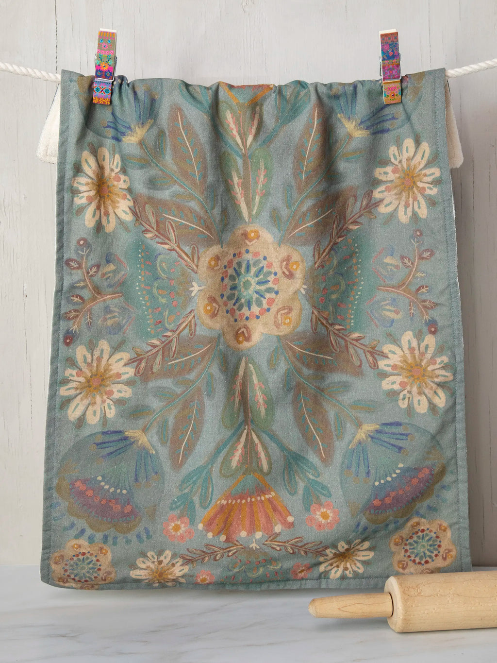 Cotton Dish Towel - Folk Flower
