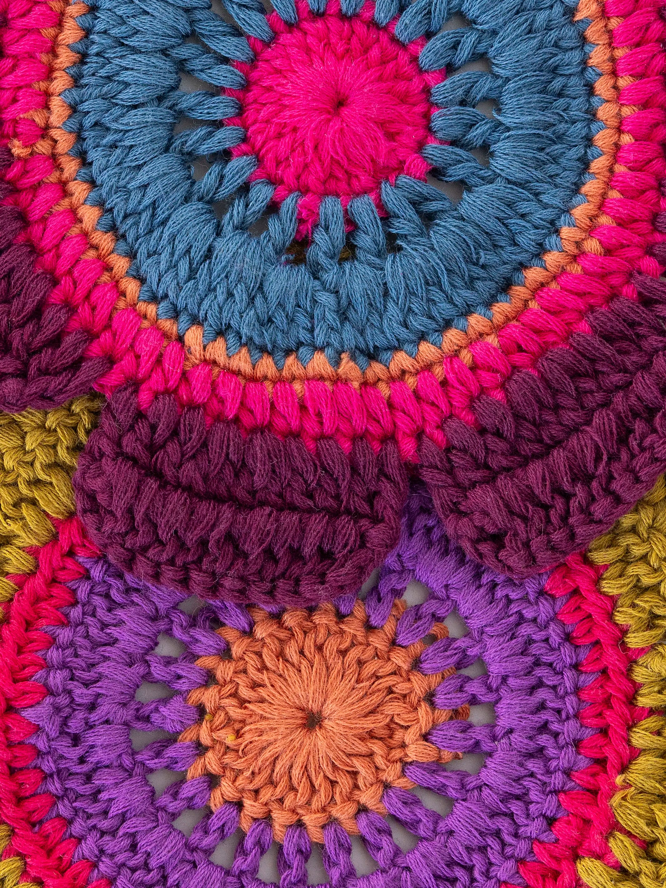 Daisy Crochet Dishcloths, Set of 2 - Rainbow