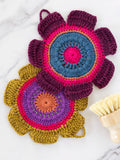 Daisy Crochet Dishcloths, Set of 2 - Rainbow