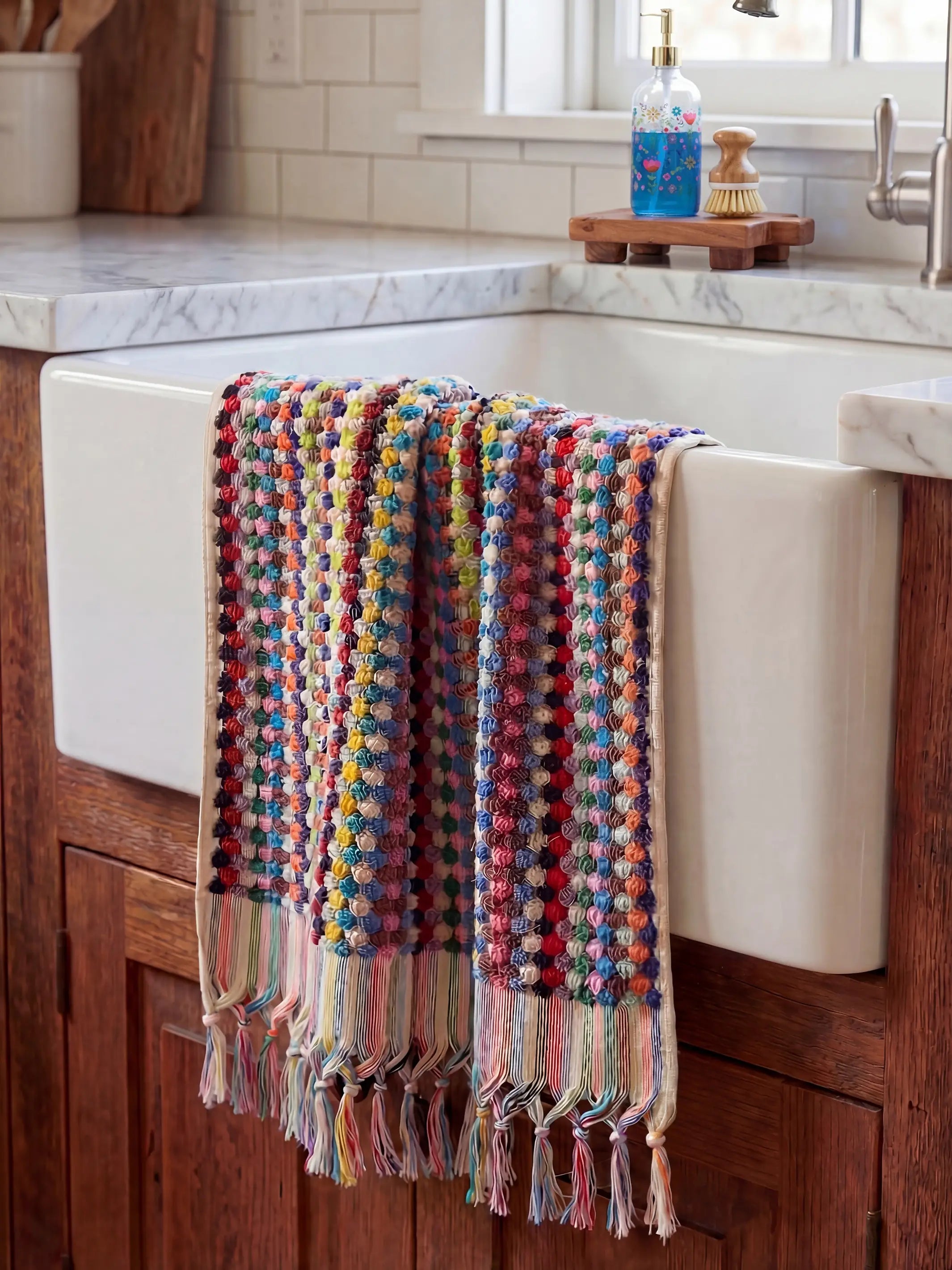 Turkish Cotton Woven Hand Towel - Rainbow