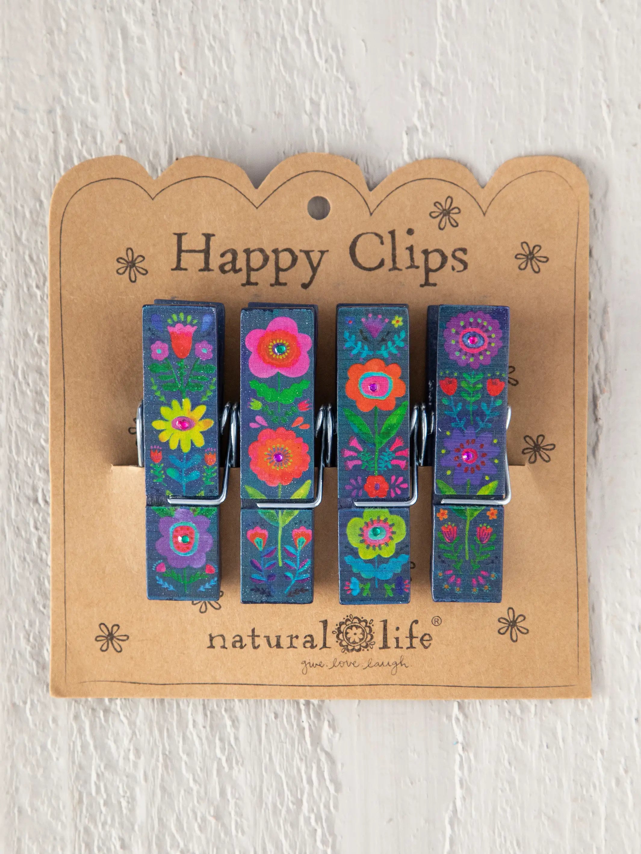 Happy Clips, Set of 4 - Folk Flower