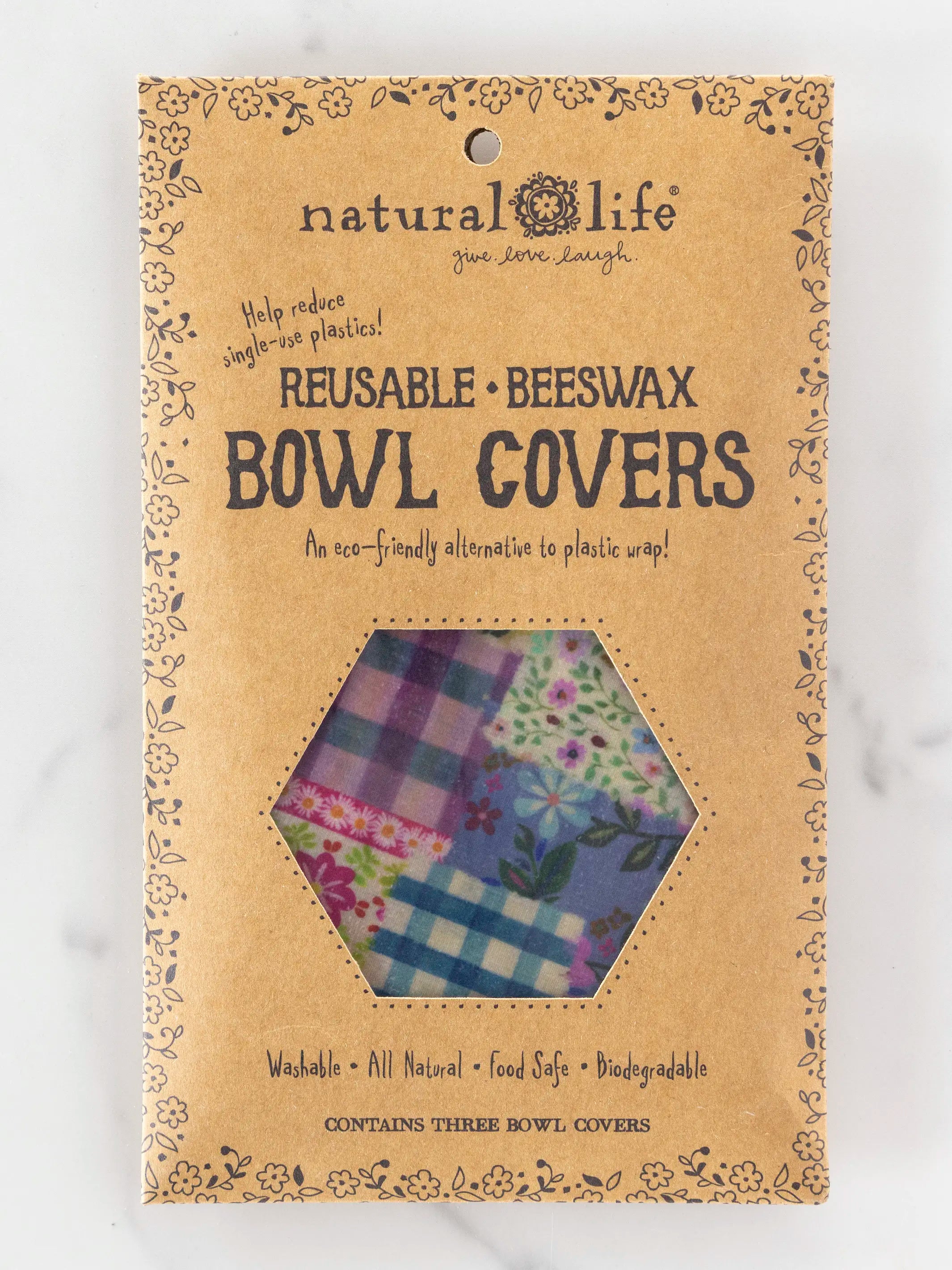 Beeswax Bowl Covers, Set of 3 - Gingham Floral Patchwork