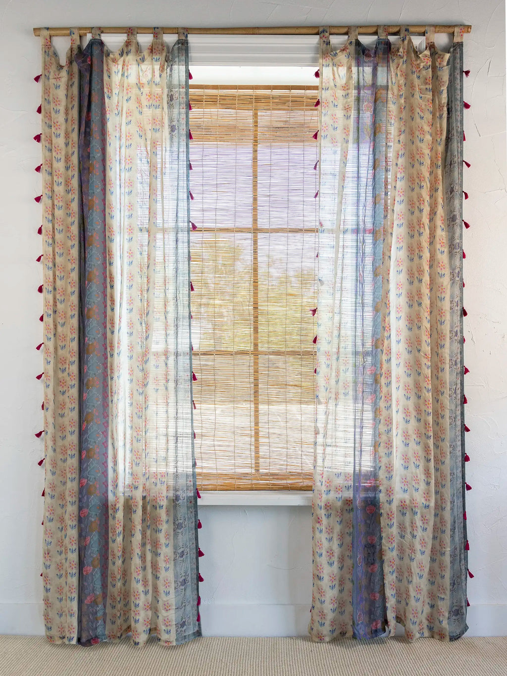 Printed Curtain Panel - Garden Stripes Cotton