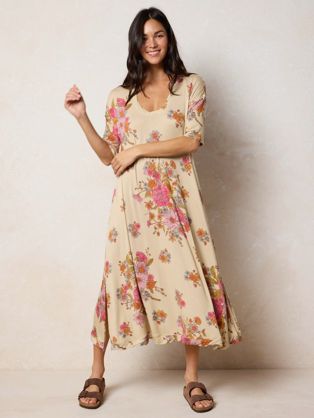 All Day "ButterSoft" Tee Dress - English Garden Cream