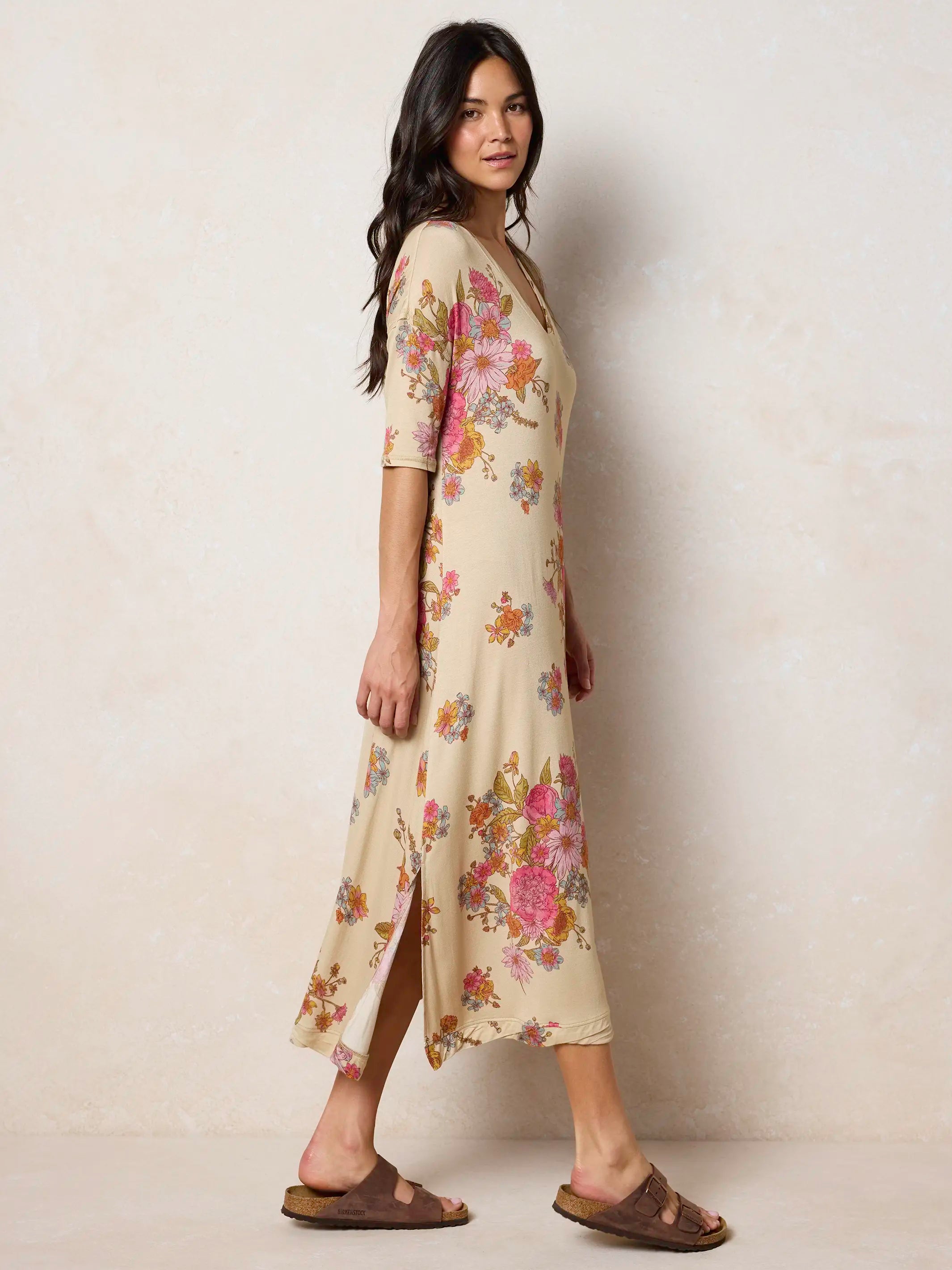 All Day "ButterSoft" Tee Dress - English Garden Cream