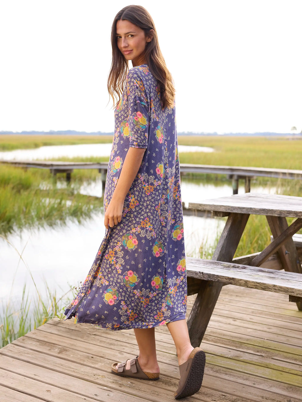 All Day "ButterSoft" Tee Dress - Tropic Bandana Navy