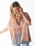 Kelly Oversized Cotton Button Down - Pink Frames