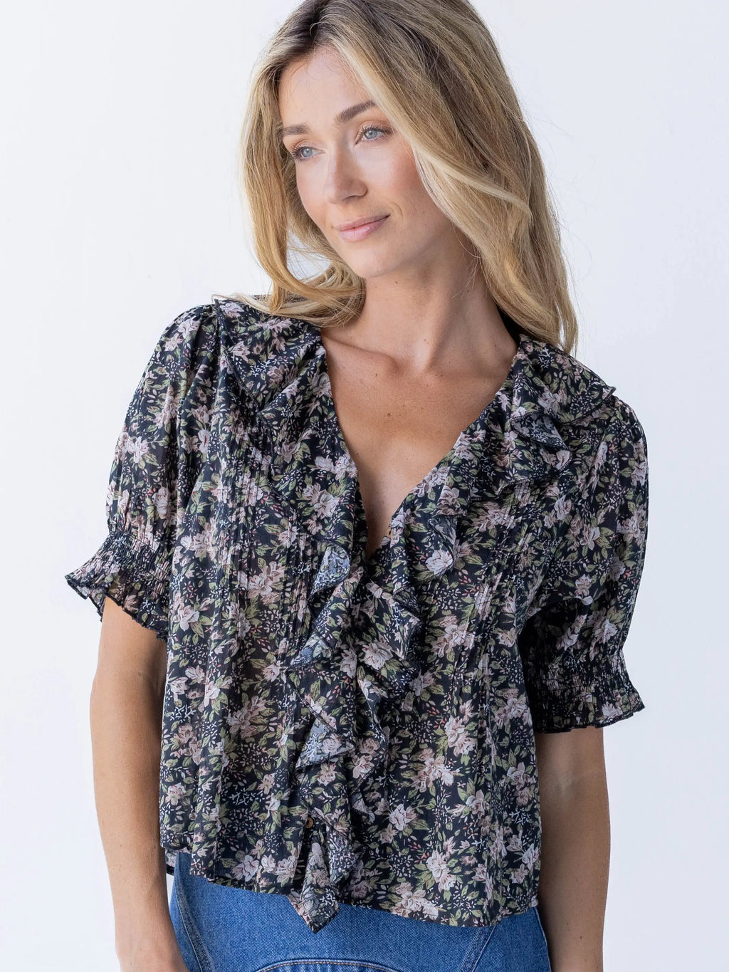 My Favorite Cotton Top - Black Flung Floral