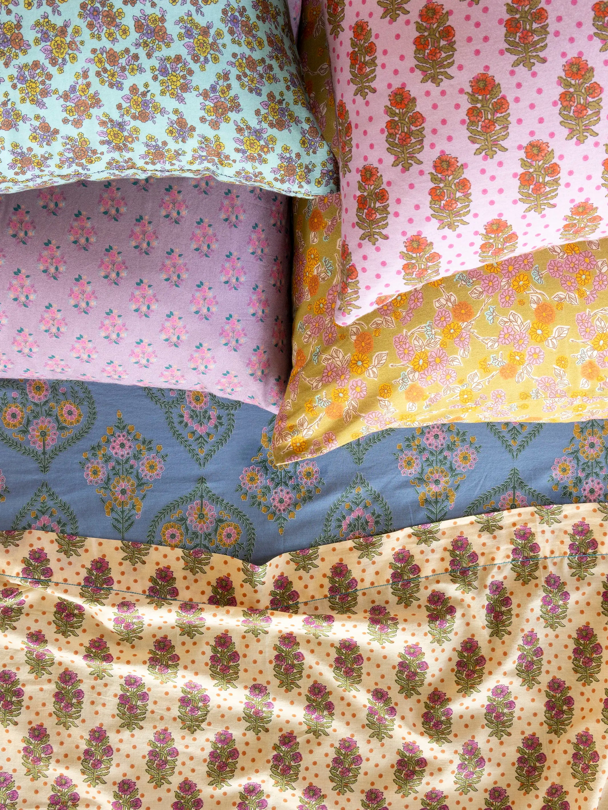 Mix & Match Cotton Pillowcase, Single - Rust Polka Dot