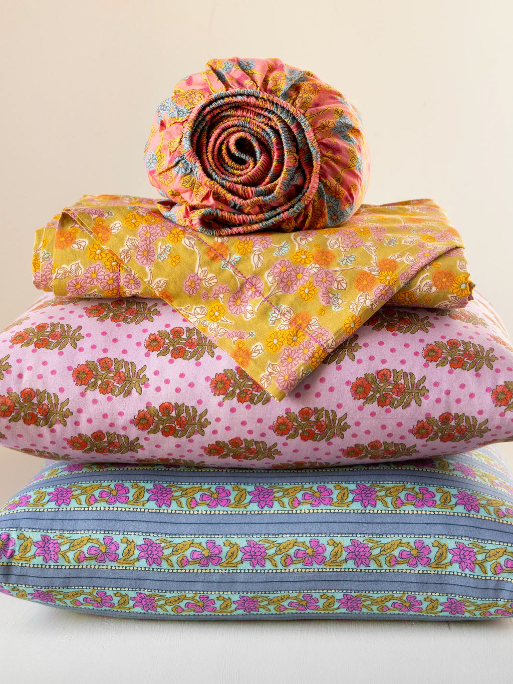 Mix & Match Cotton Flat Sheet - Olive Daisy Toss