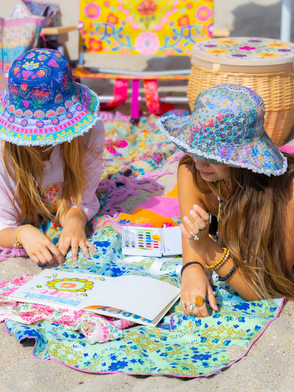 Sandy Days Bucket Hat - Folk Flower Patchwork