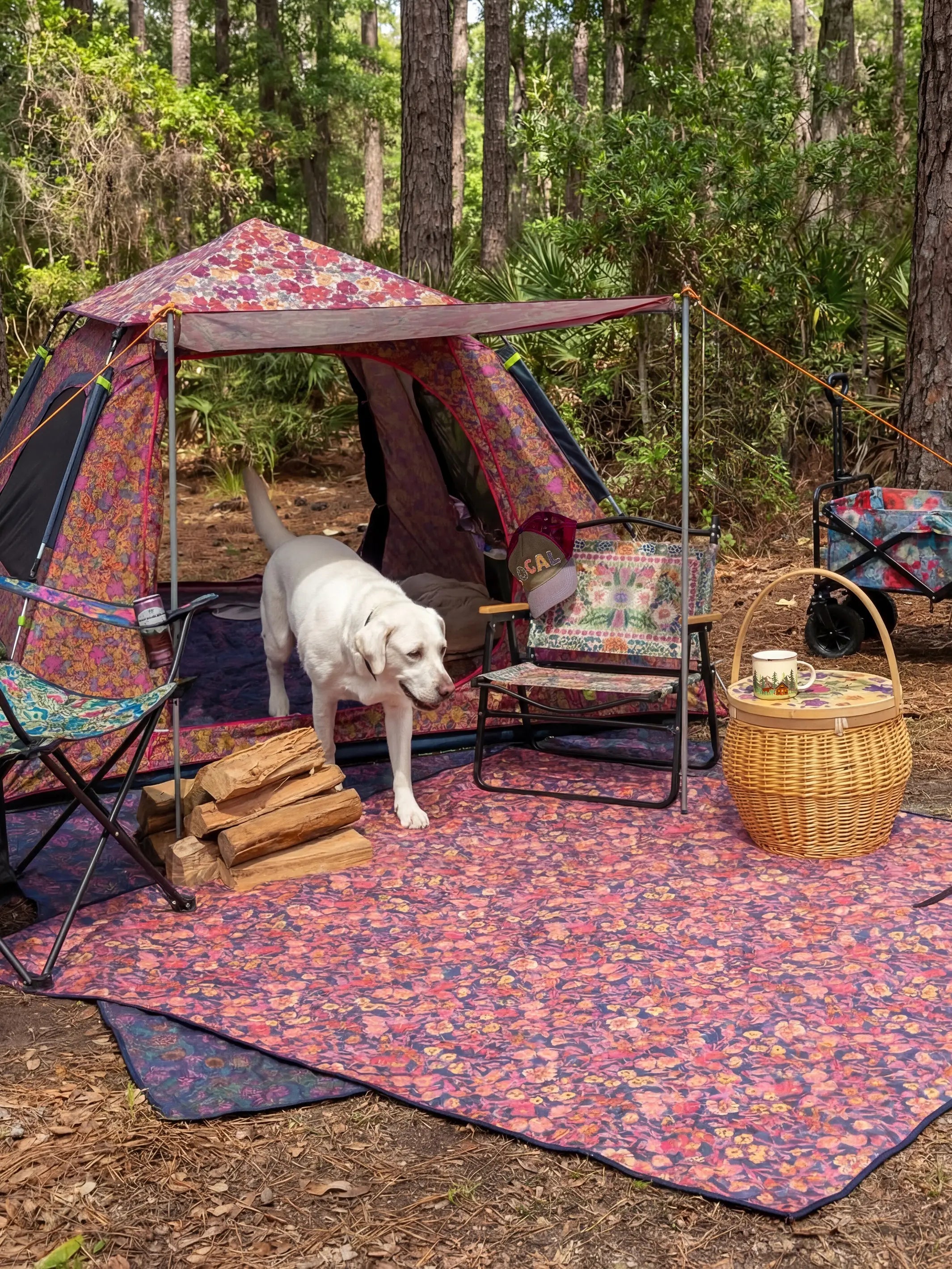 Live Happy Camping Tent - Lush Lilies Plum