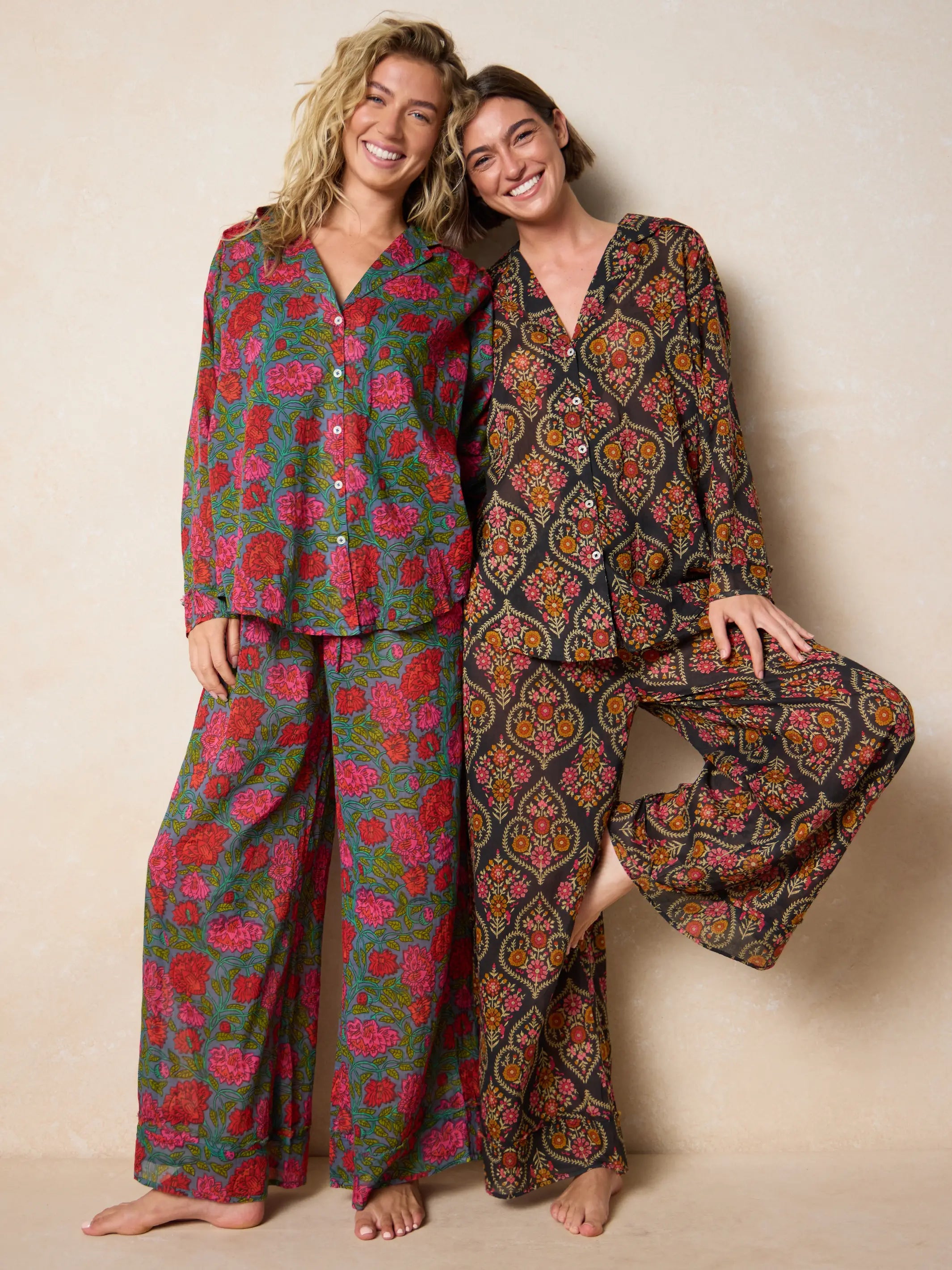 Dreamy Cotton Pajama Set - Charcoal Willow Medallion
