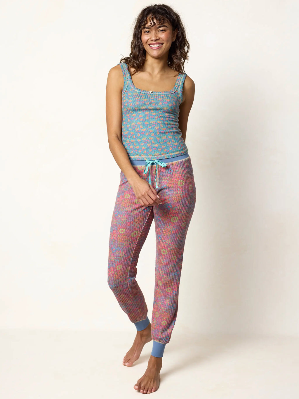 Mix & Match Waffle Long Johns - Mauve Garden Floral