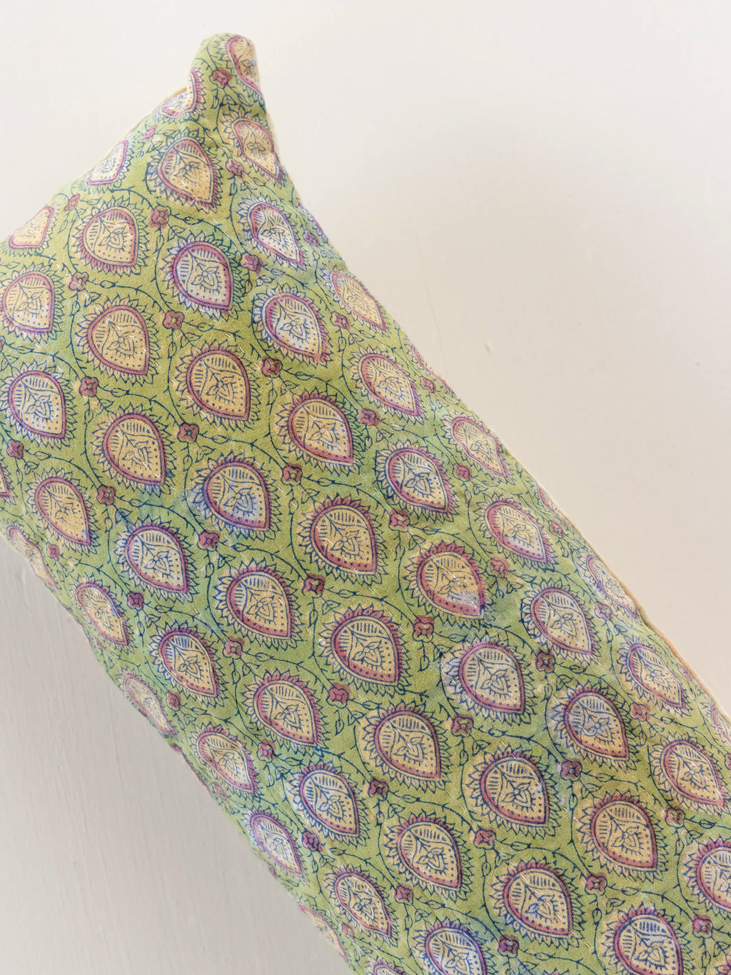 Vintage Kantha Reversible Lumbar Pillow - Green
