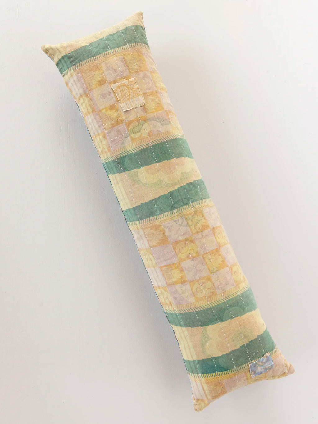 Vintage Kantha Reversible Lumbar Pillow - Blue