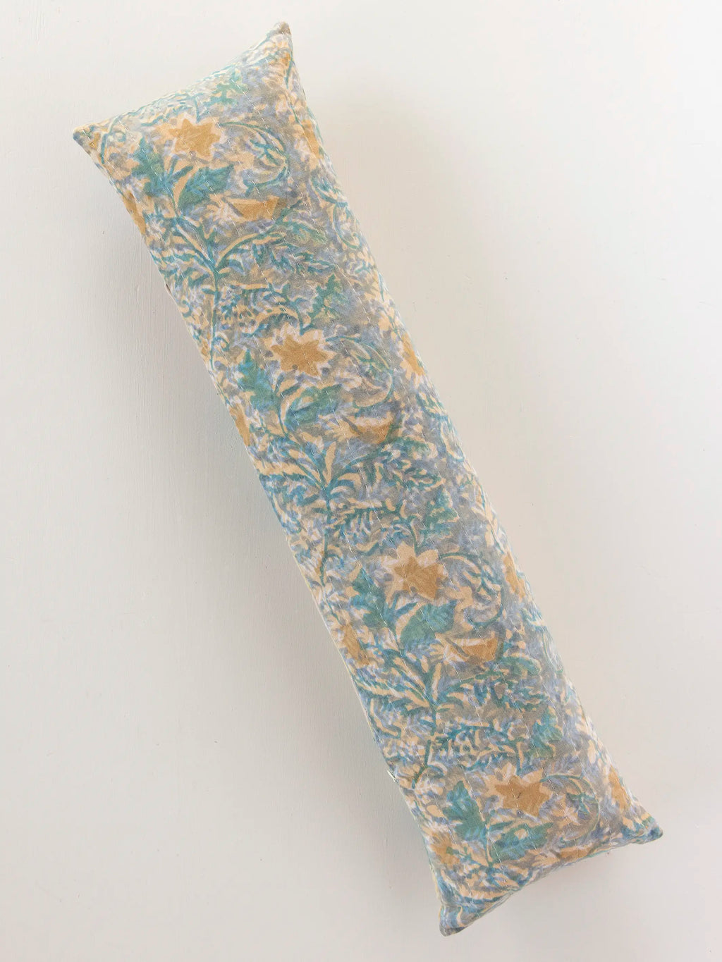 Vintage Kantha Reversible Lumbar Pillow - Blue