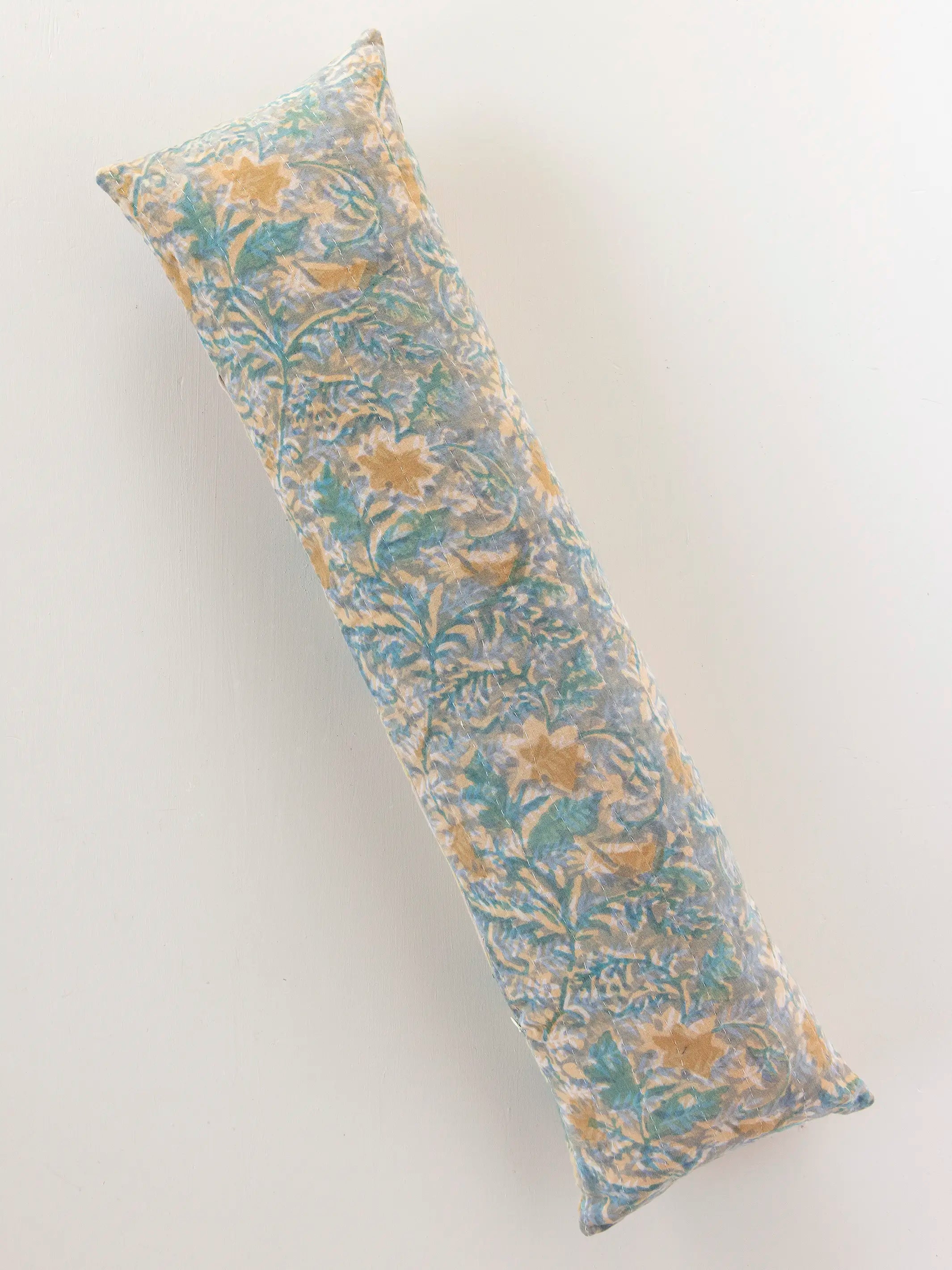 Vintage Kantha Reversible Lumbar Pillow - Blue