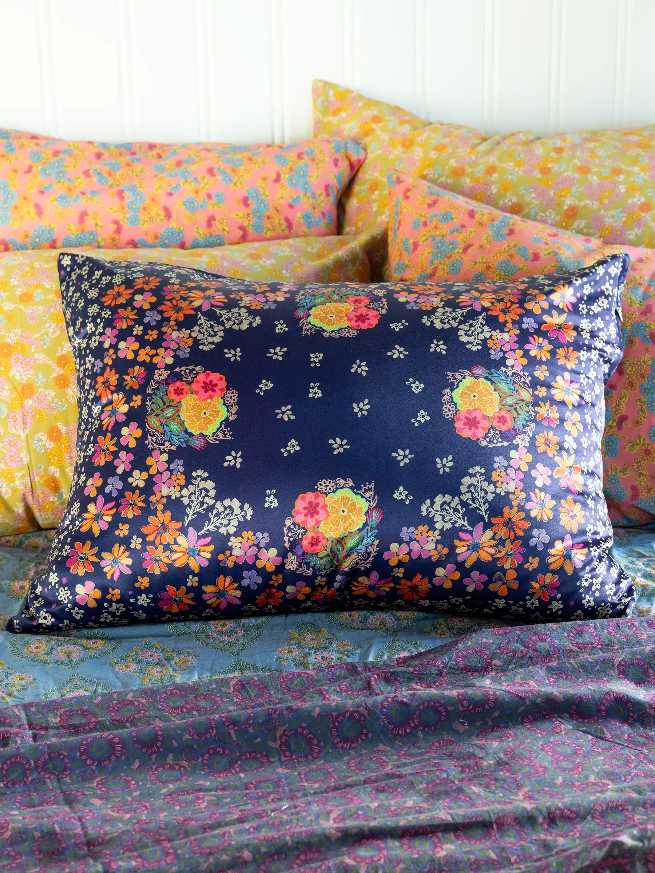 Satin Pillowcase - Tropic Bandana Navy