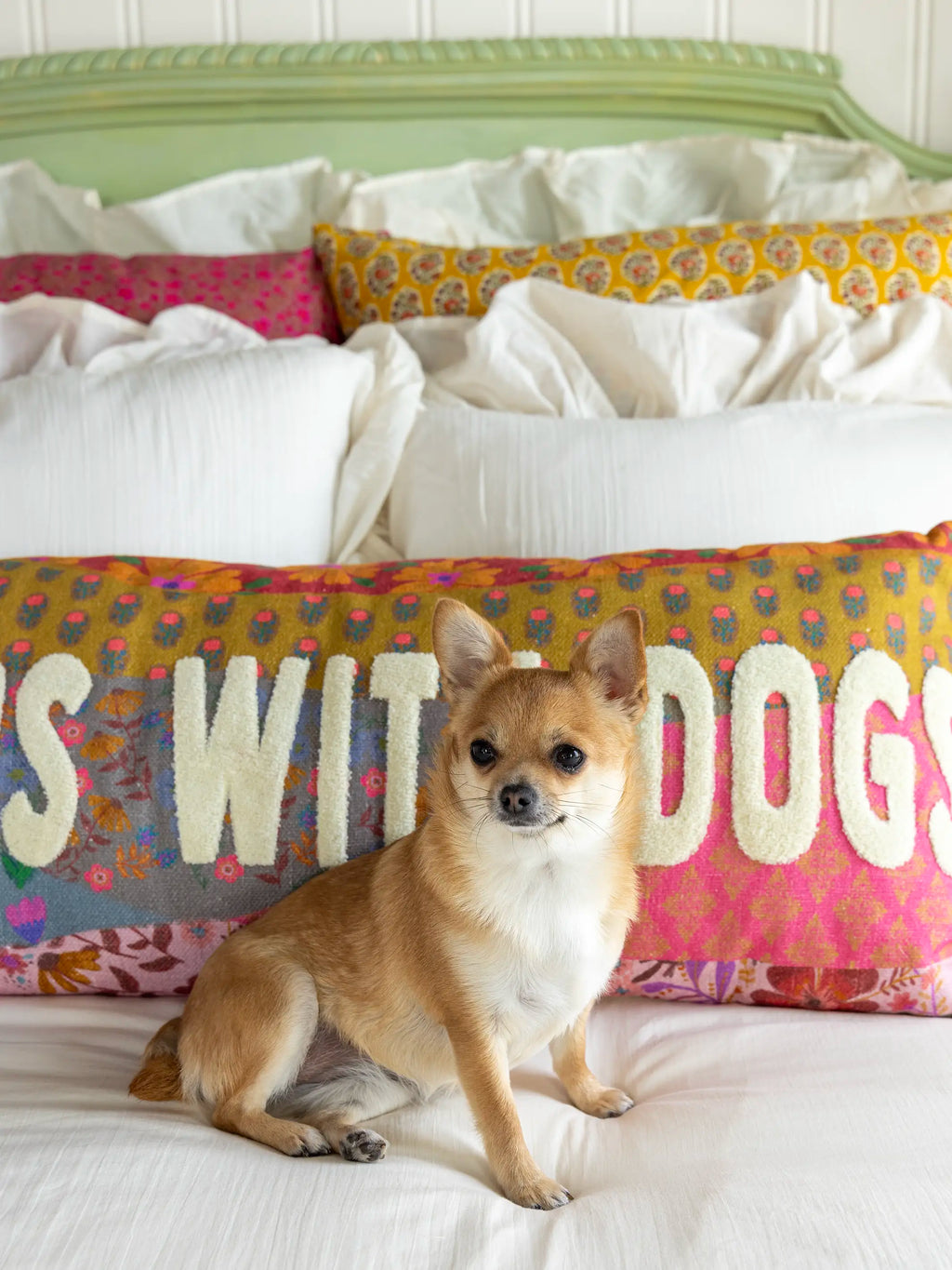 Tufted Lumbar Pillow - Sleeps With Dogs