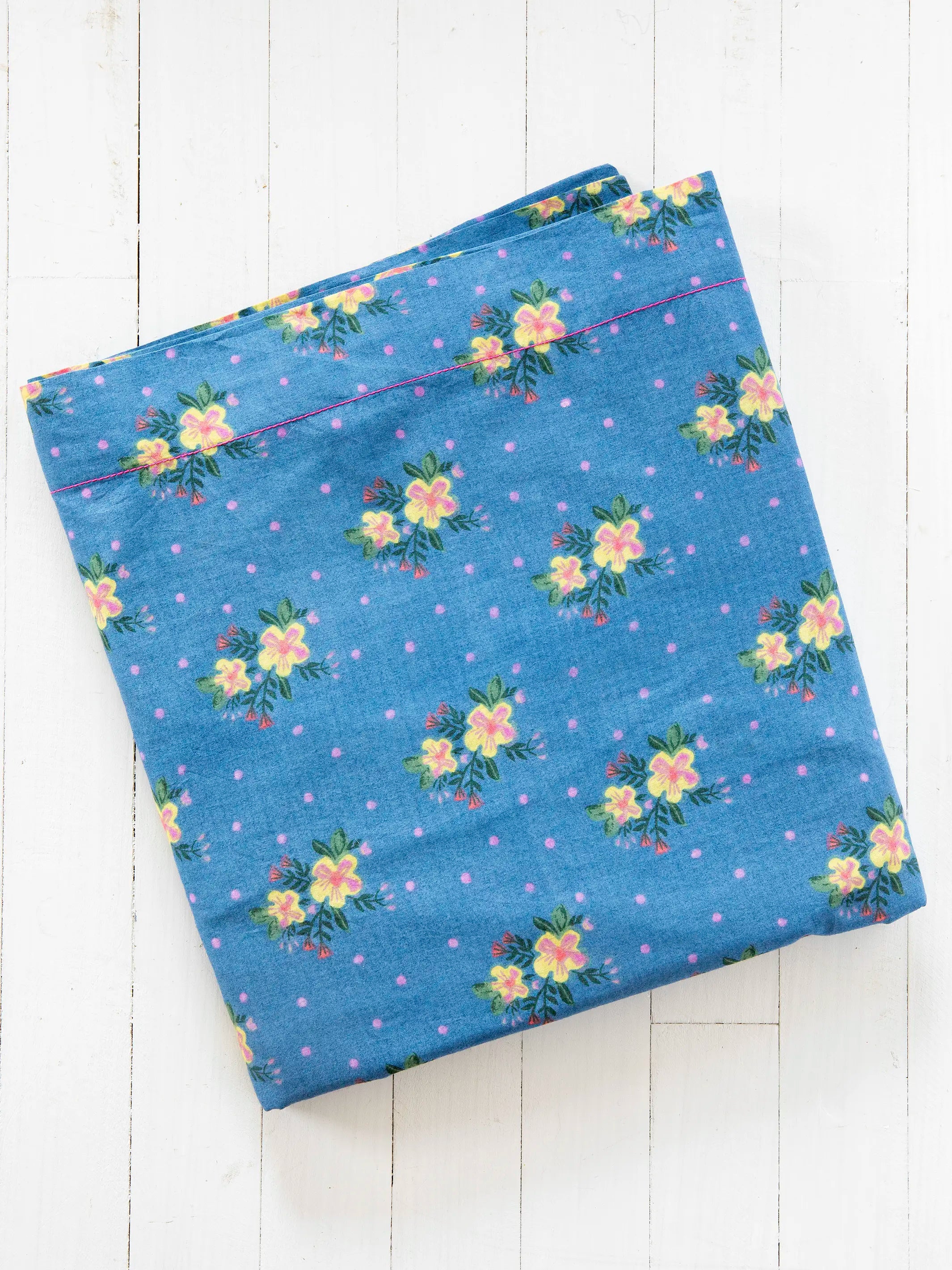 Mix & Match Cotton Flat Sheet - Blue Nora