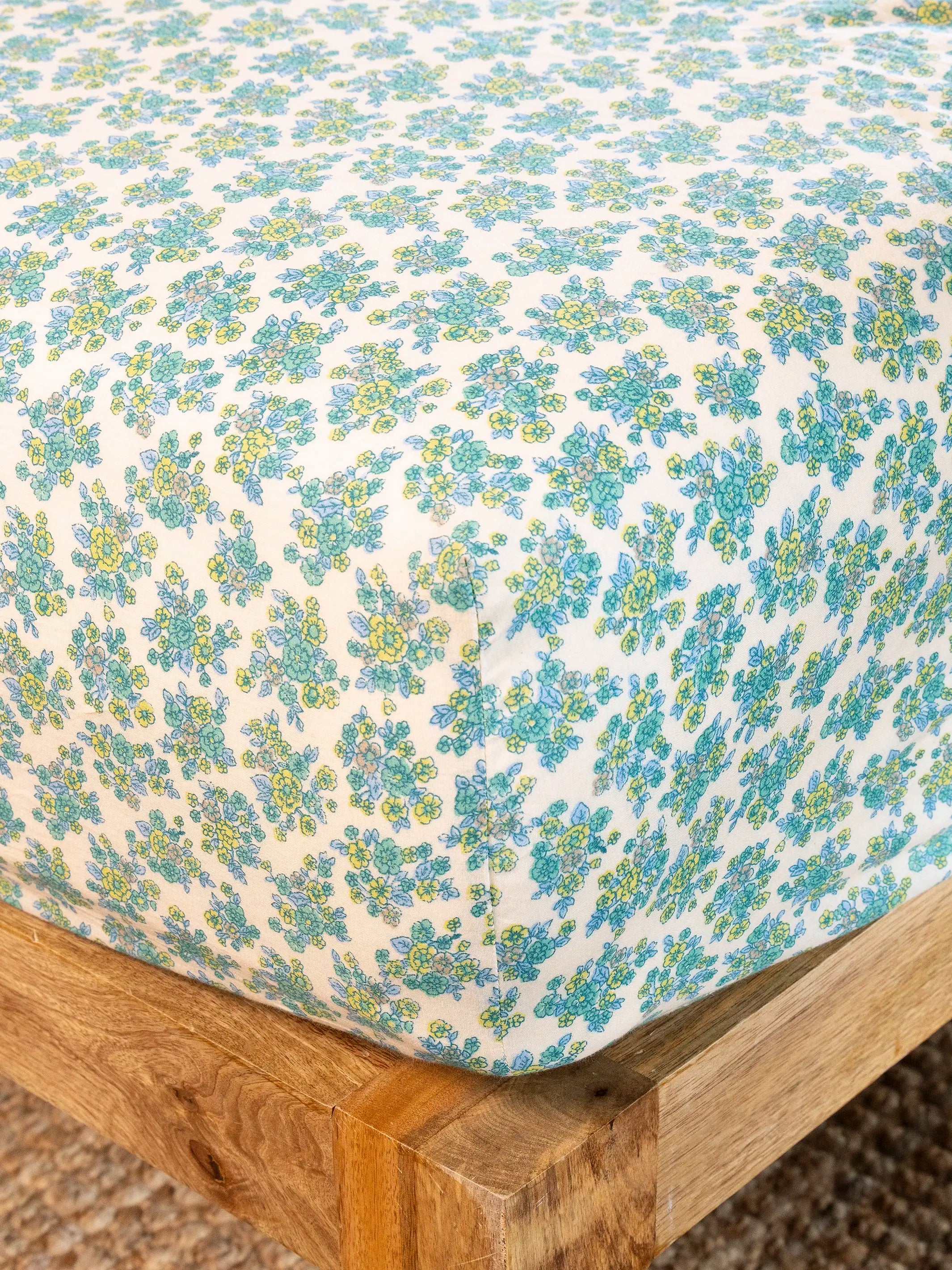 Mix & Match Cotton Fitted Sheet - Cream Folk Ditsy