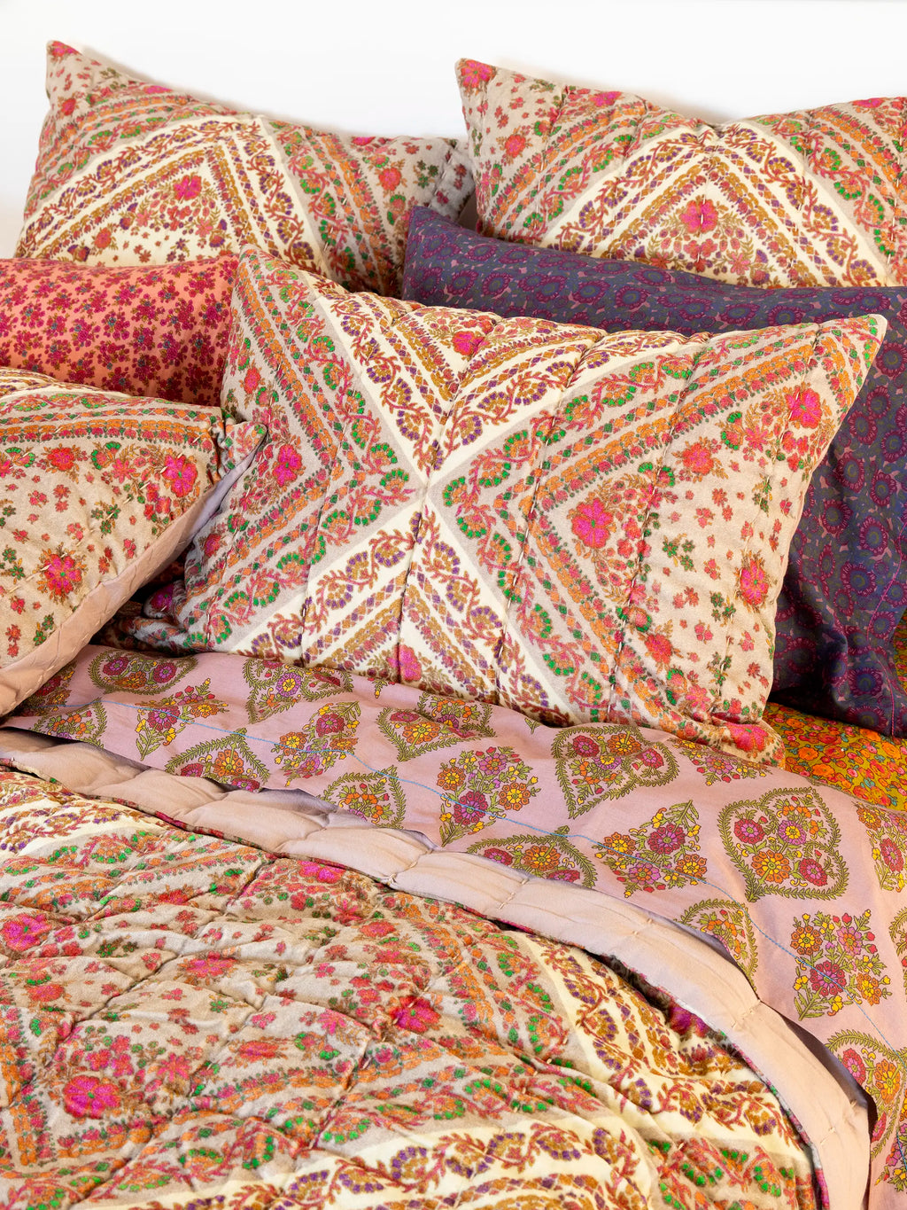 Mix & Match Cotton Pillowcase, Single - Plum Dahlia