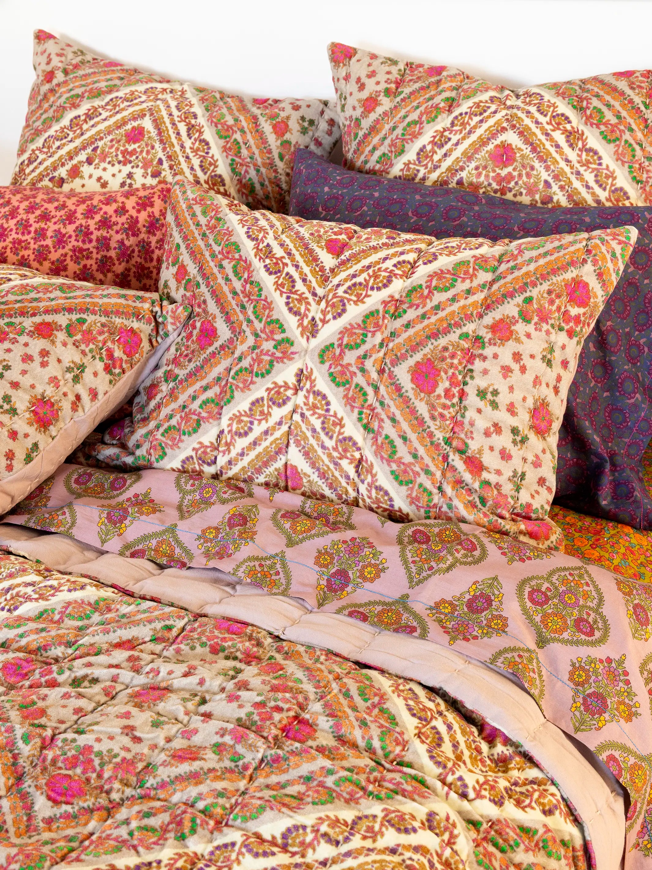 Mix & Match Cotton Pillowcase, Single - Plum Dahlia