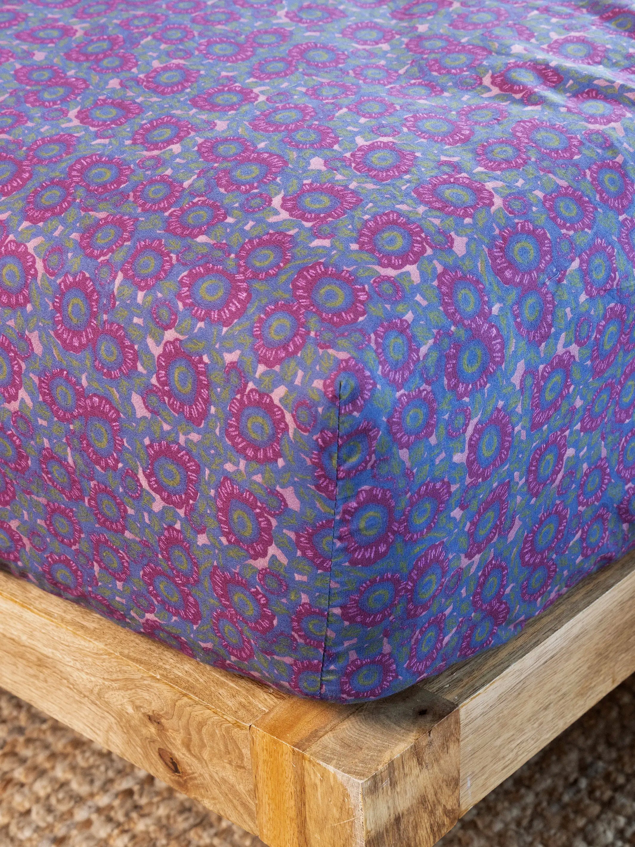 Mix & Match Cotton Fitted Sheet - Plum Dahlia
