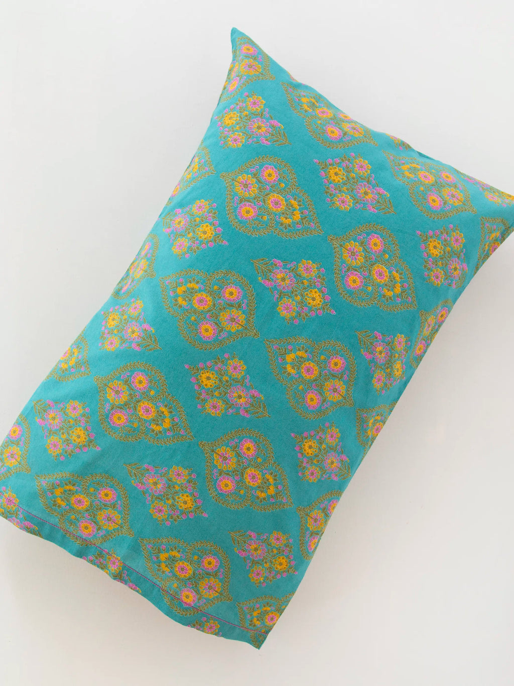 Mix & Match Cotton Pillowcase, Single - Teal Willow Medallion