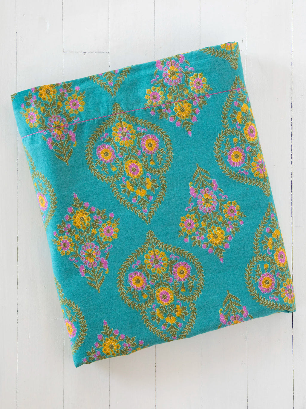 Mix & Match Cotton Flat Sheet - Teal Willow Medallion