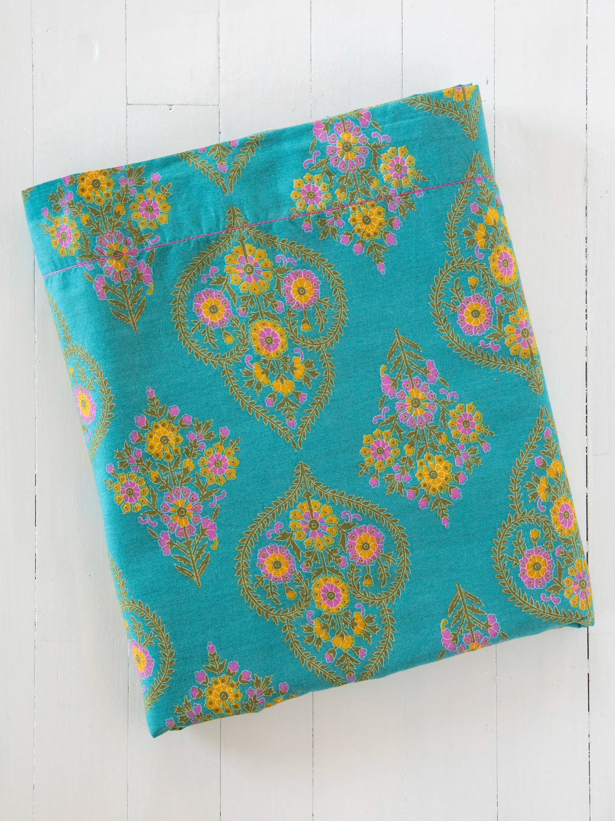 Mix & Match Cotton Flat Sheet - Teal Willow Medallion