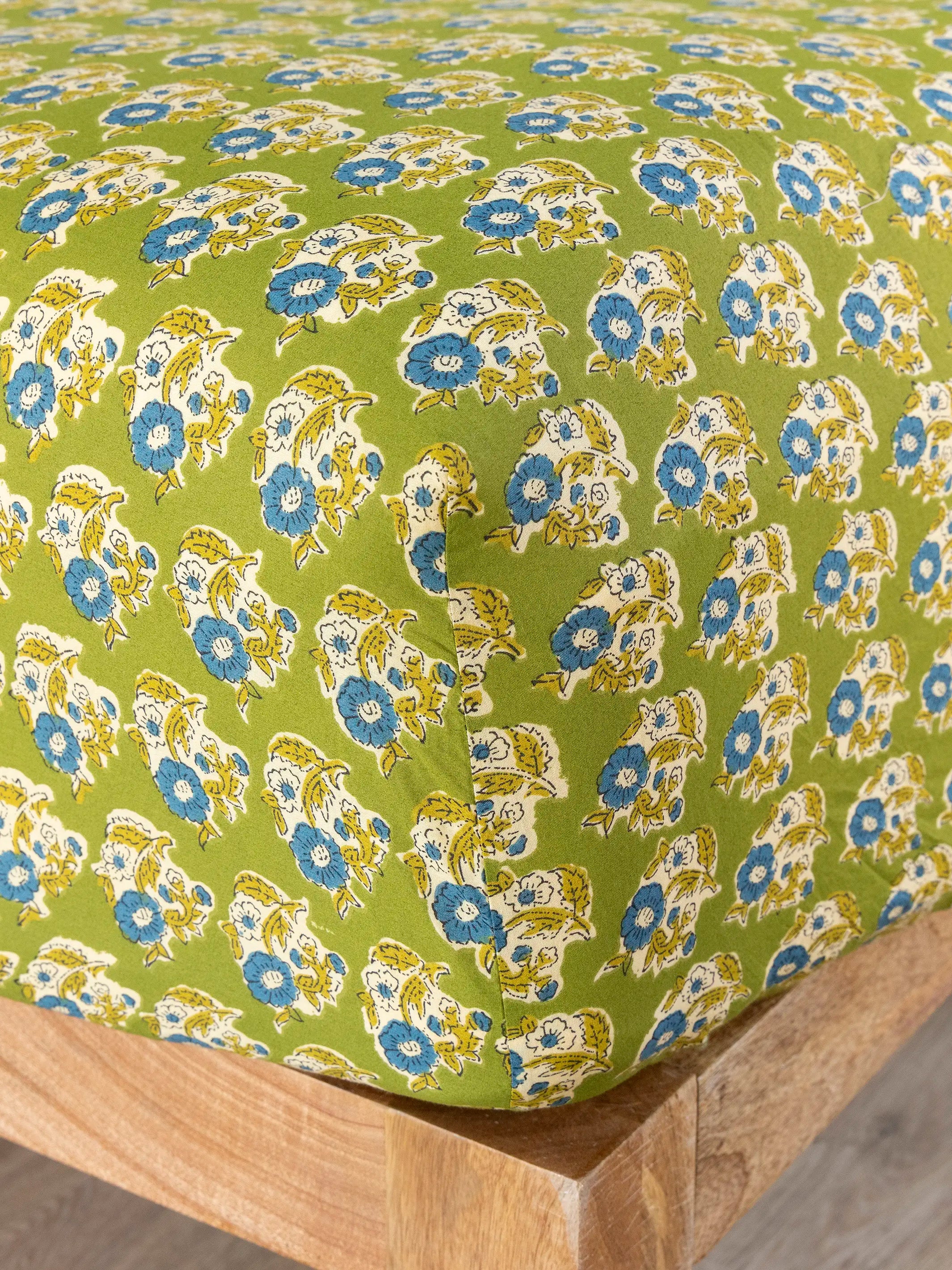 Mix & Match Cotton Fitted Sheet - Green Fields