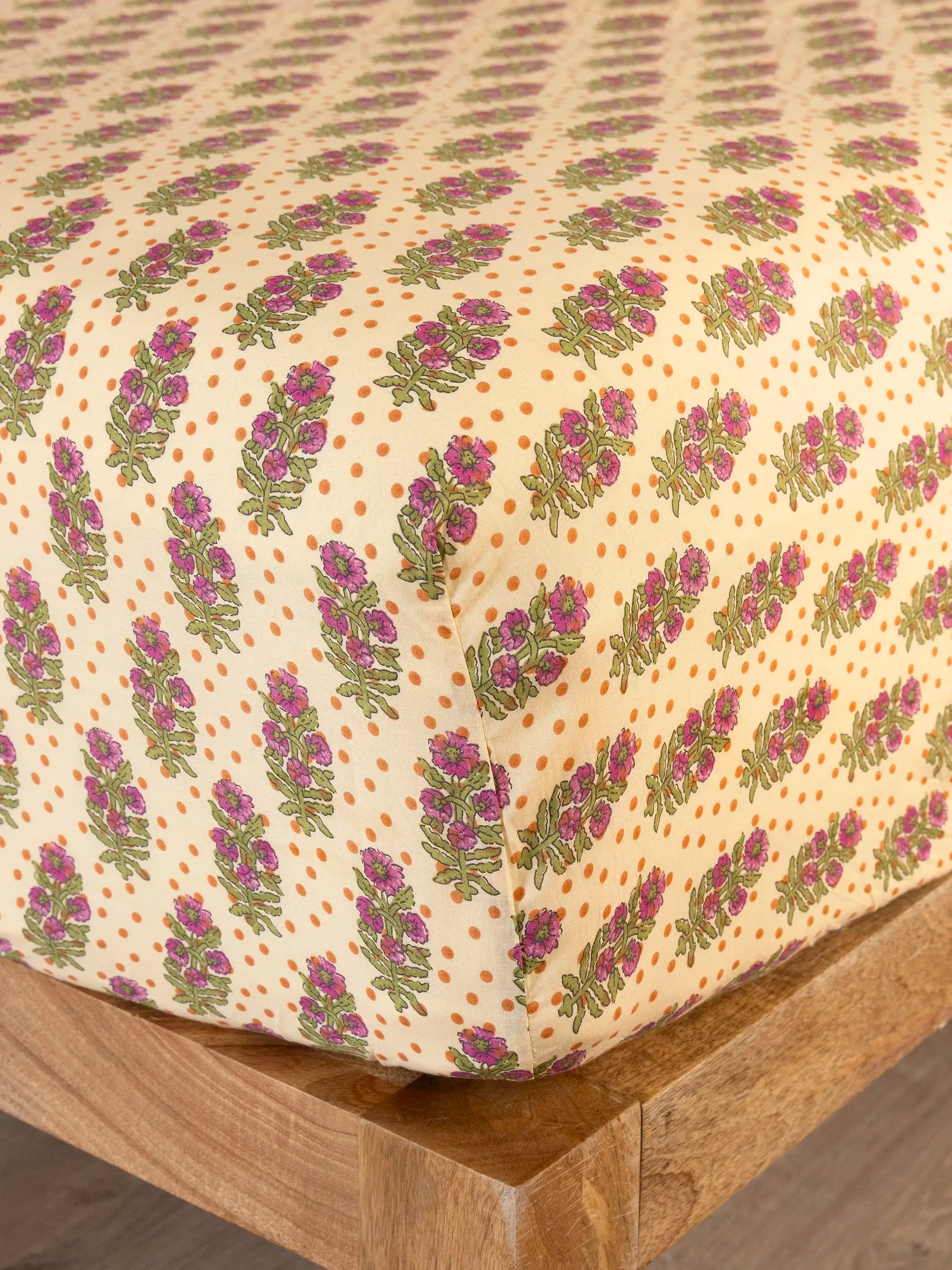 Mix & Match Cotton Fitted Sheet - Rust Polka Dot