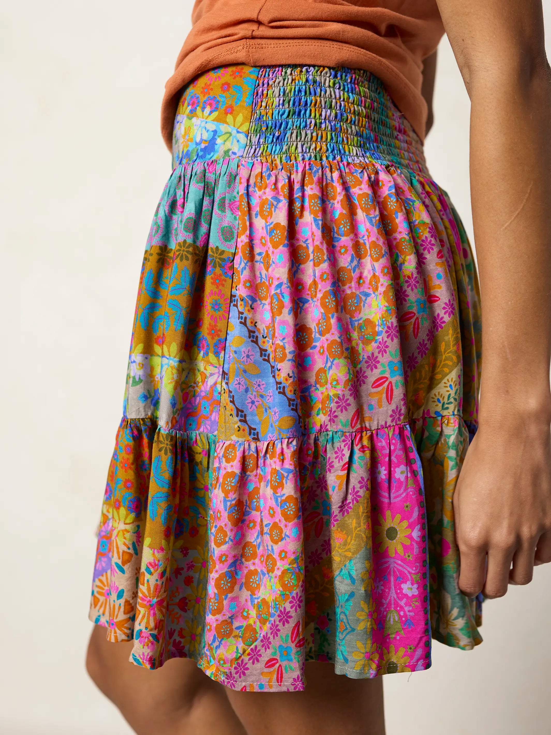 Susie Tiered Skirt - Folk Flower Patchwork