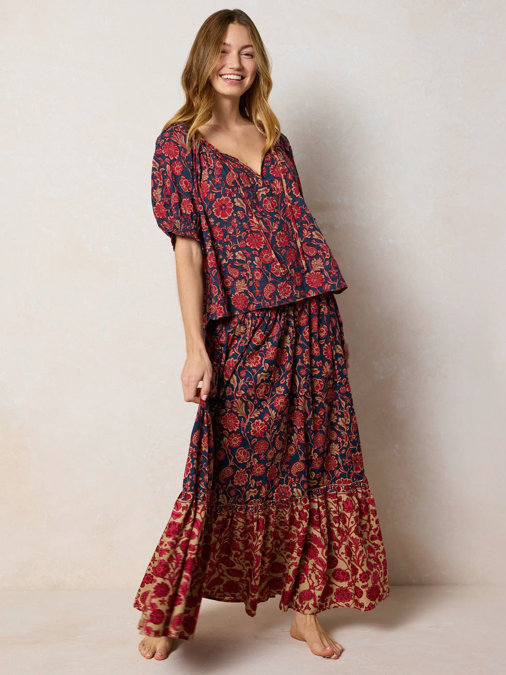 April Top - Ornate Paisley Navy