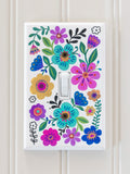 Painted Wooden Switch Cover - Cream Folk Flower Toggle
