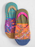 No Show Socks, Set of 2 - Dark Turquoise Floral