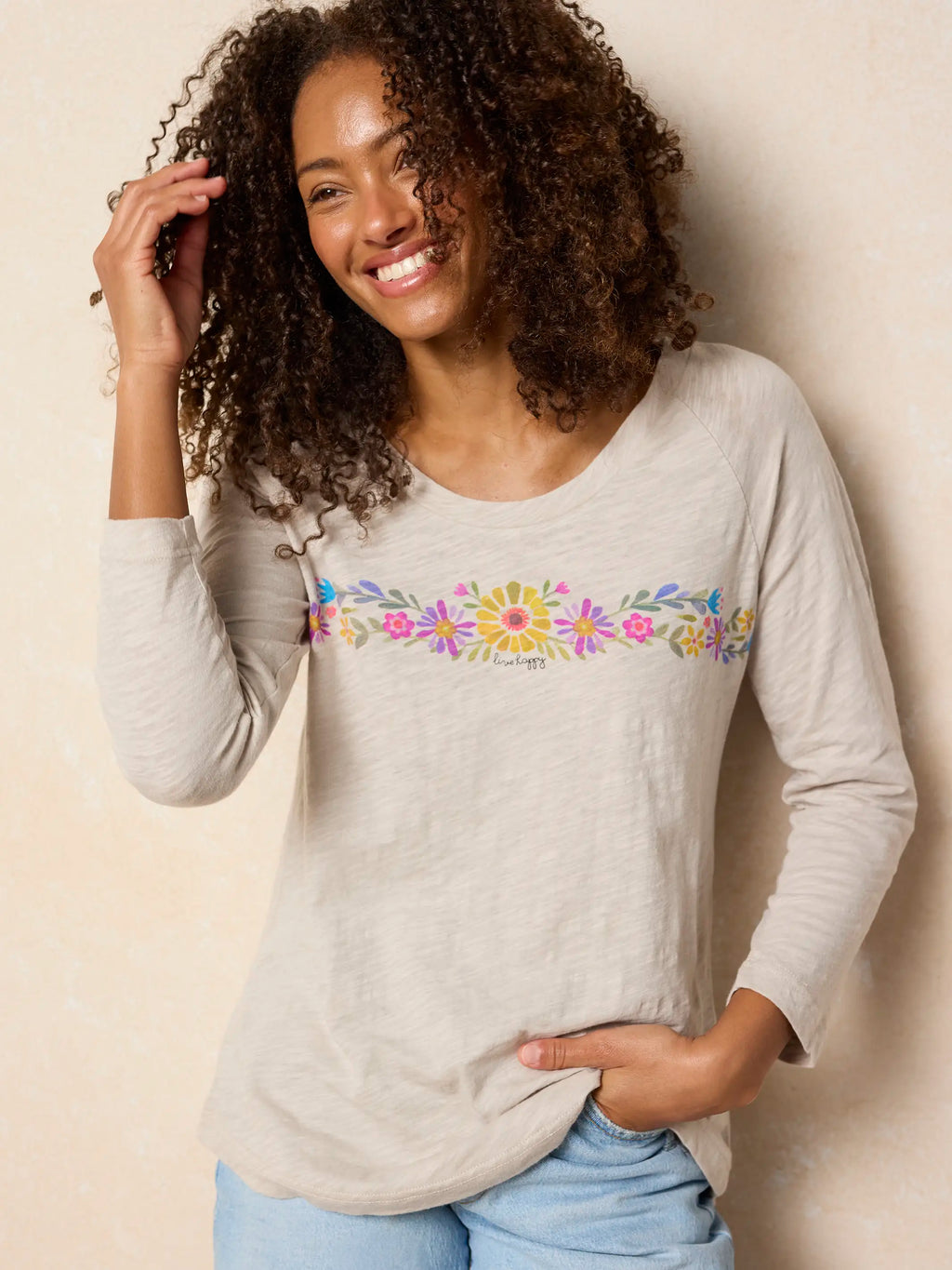 Long Sleeve Boho Cotton Tee Shirt - Moonstone Live Happy