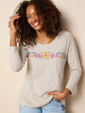 Long Sleeve Boho Cotton Tee Shirt - Moonstone Live Happy
