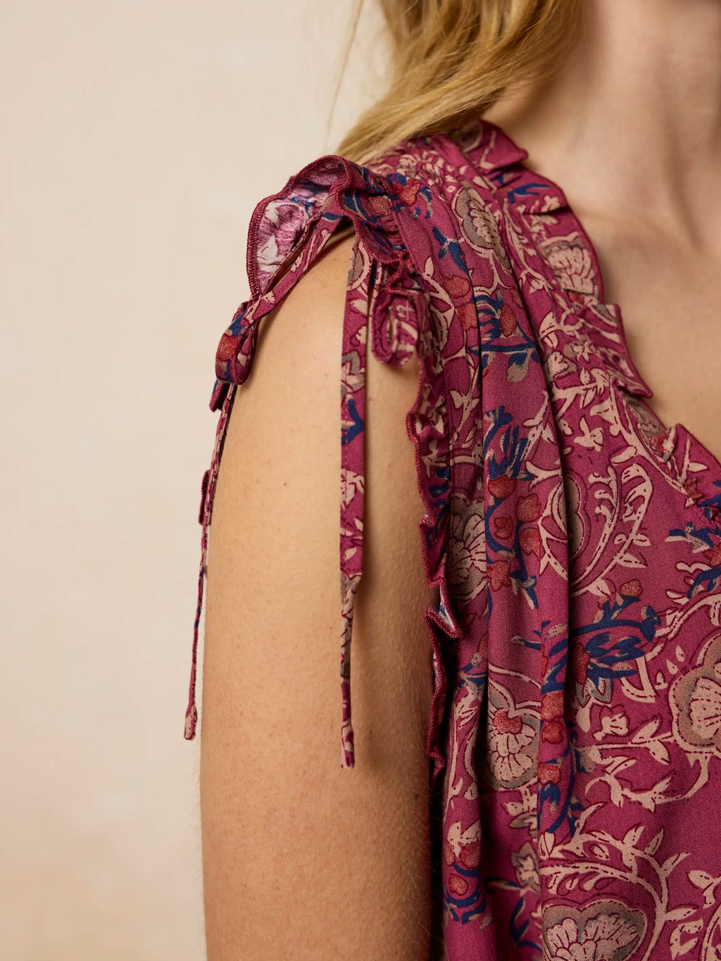 Ramona Sleeveless Top - Mauve India Vines