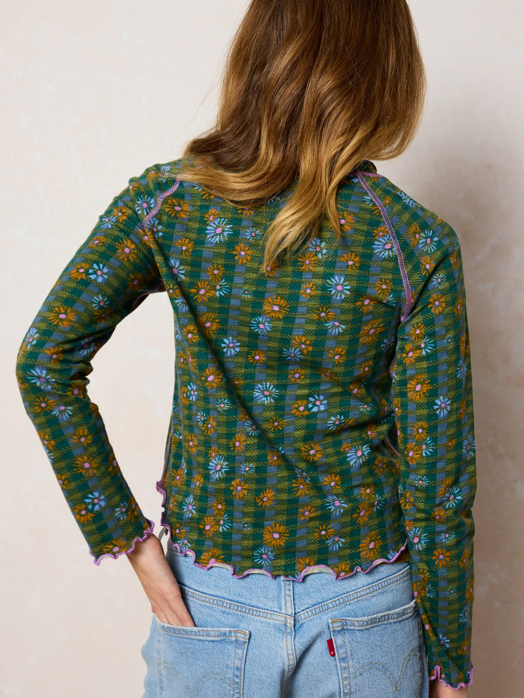 Lily Cotton Long Sleeve Tee Shirt - Hudson Valley Plaid Pine