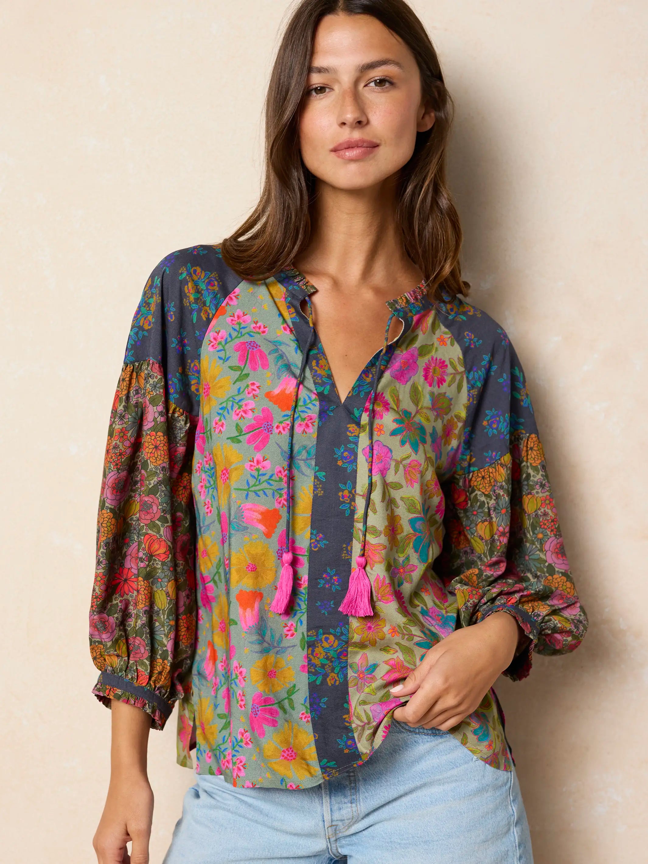 Fallon Top - Drawn Garden Multi