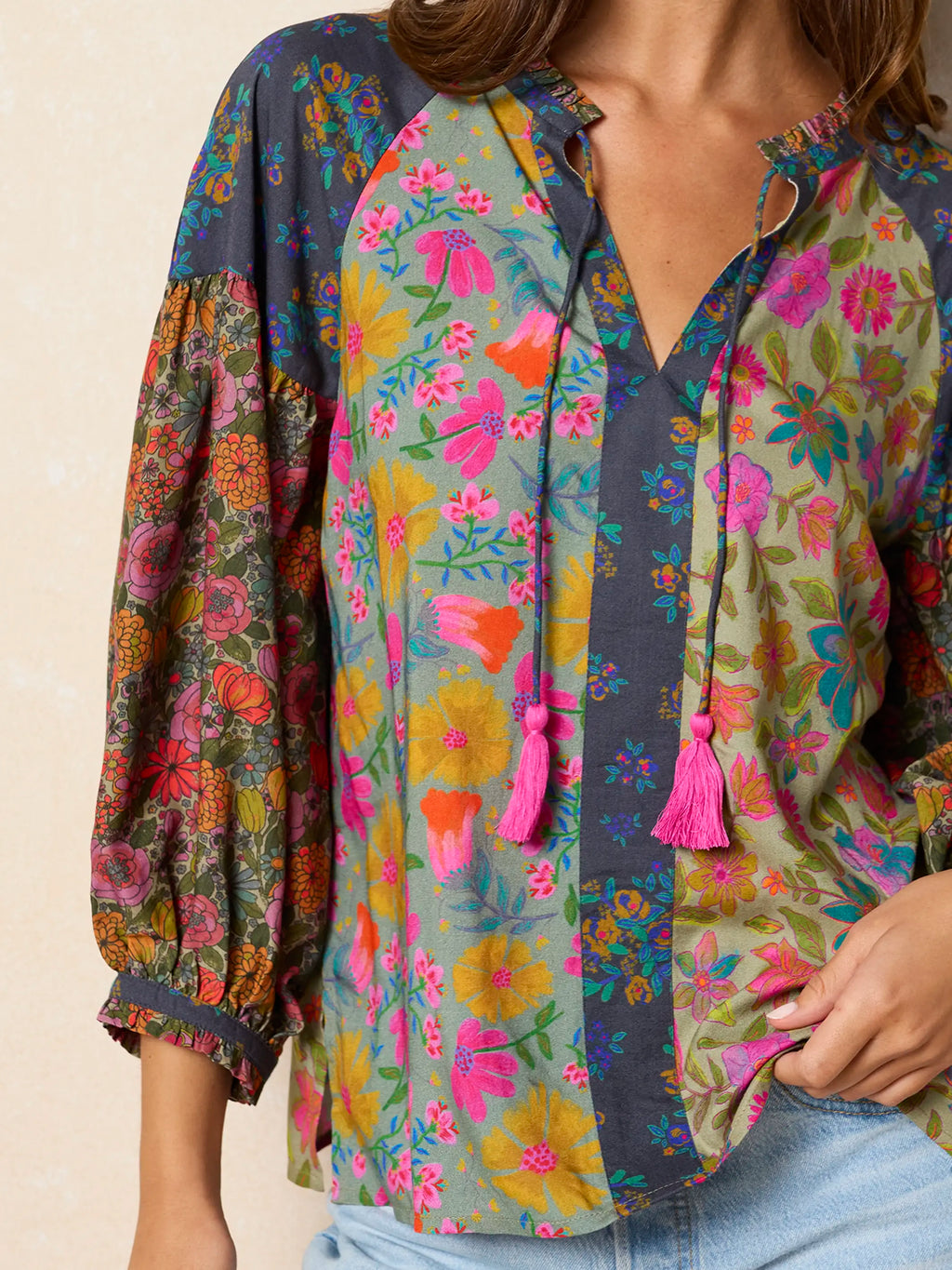 Fallon Top - Drawn Garden Multi